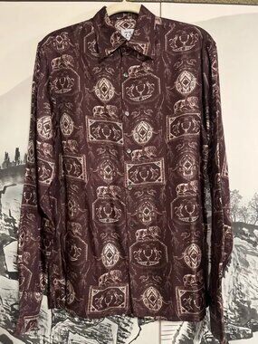 Silk Romanesque Graphic Button Down Shirt - 41/M